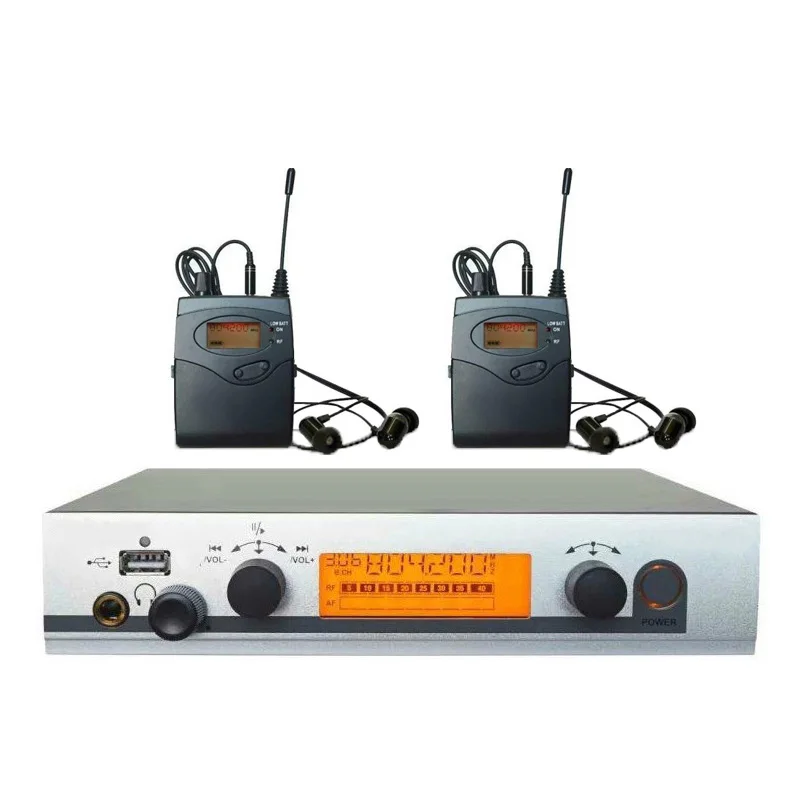 2 Receivers Wireless in ear Monitor System with