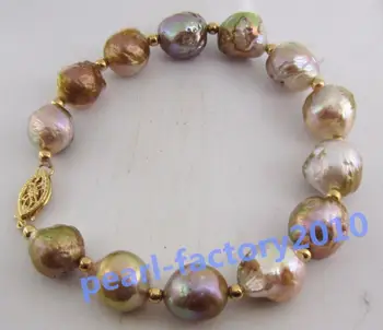 

Baroque 11-10 mm in the south China sea pearl bracelet real 14 k gold clasp 42%