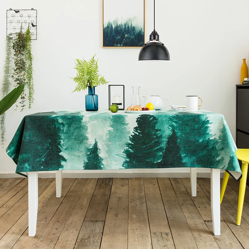 Nordic green forest plant tablecloth dining table covers thick dressing table cloth home kitchen