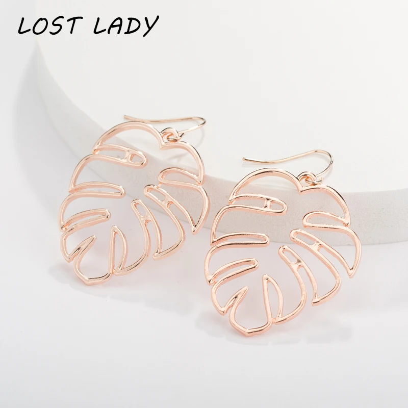 

Lost Lady New Tropical Leaf Earrings For Women Jewelry Boho Vintage Statement Hook Dangle Earring Pattern Aretes De Mujer Bijoux