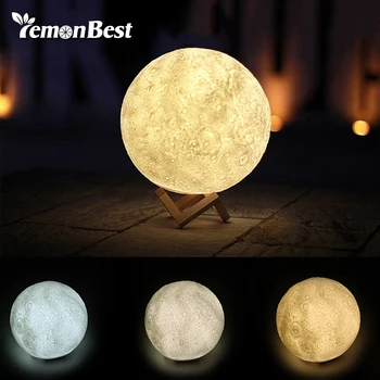 

3D Magic Moon LED Night Light Moonlight Lamp USB Charging 3 Color Home Decoration Promise Christmas And Diameter: 13cm / 5.1"
