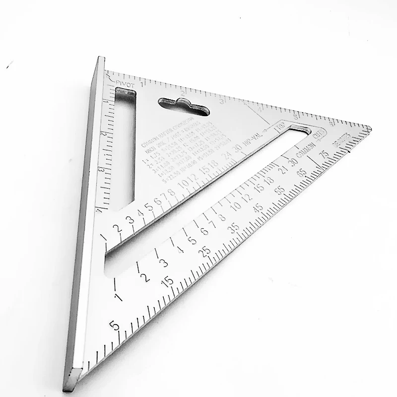 

7inch Silver Aluminum Alloy Speed Square Roofing Triangle Angle Protractor Try Square Carpenter's Measuring Layout Tool