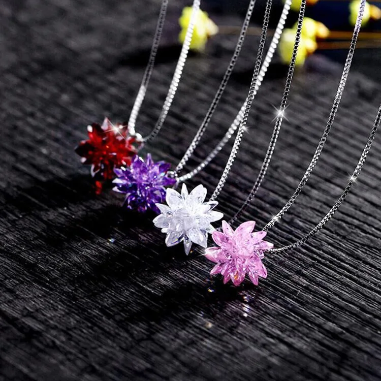 

4color Fashion jewelry Best Quality 925 silver Crystals From Swarovskis Pendant Necklaces Women Handmade Wedding necklace