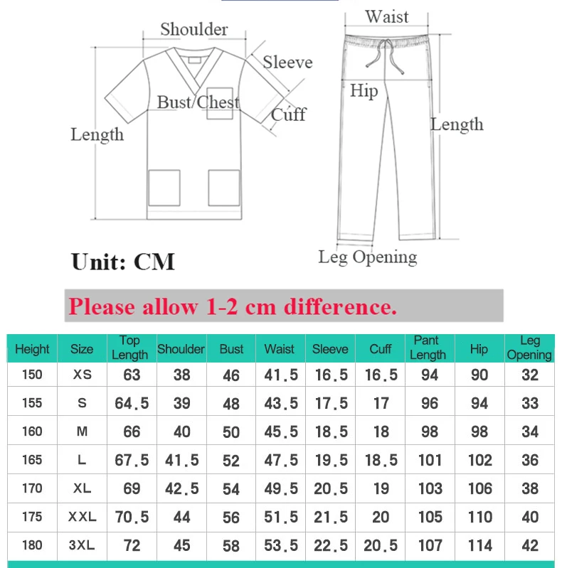 Purple Label Scrubs Size Chart