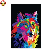 Diy домашний Декор картина маслом гостиная украшена сильным абстрактным красочным мощным волком