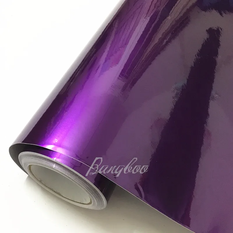 

1.52x20m Glossy Metallic Purple Vinyl Wrap Vinyl Stickers PVC Self Adhesive Car Sticker
