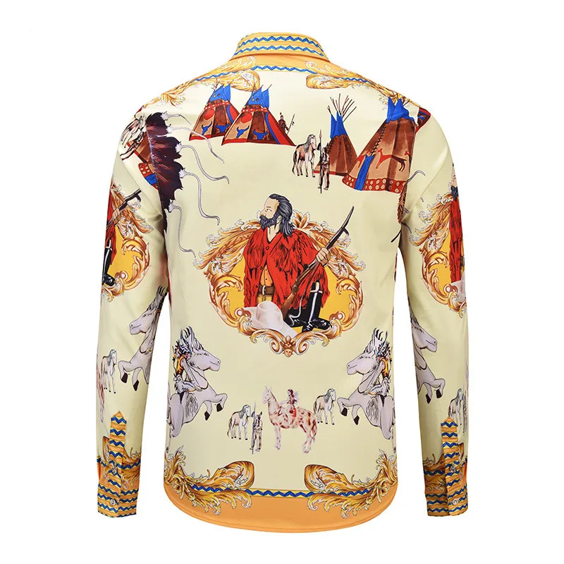 2018 Mens Hawaiian Gothic Shirt Men Homme Fashion Brand Cotton Luxury Fancy Shirts 3D Print Men Casual Slim Fit Tuxedo Shirts