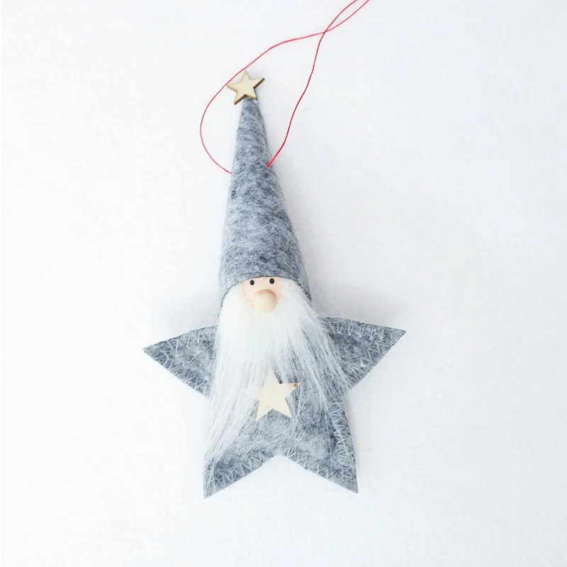 Christmas Santa Claus,snowman doll Christmas tree pendants Kids favor Santa toy New year home DIY hanging decoration ornaments - Цвет: Gray Star doll