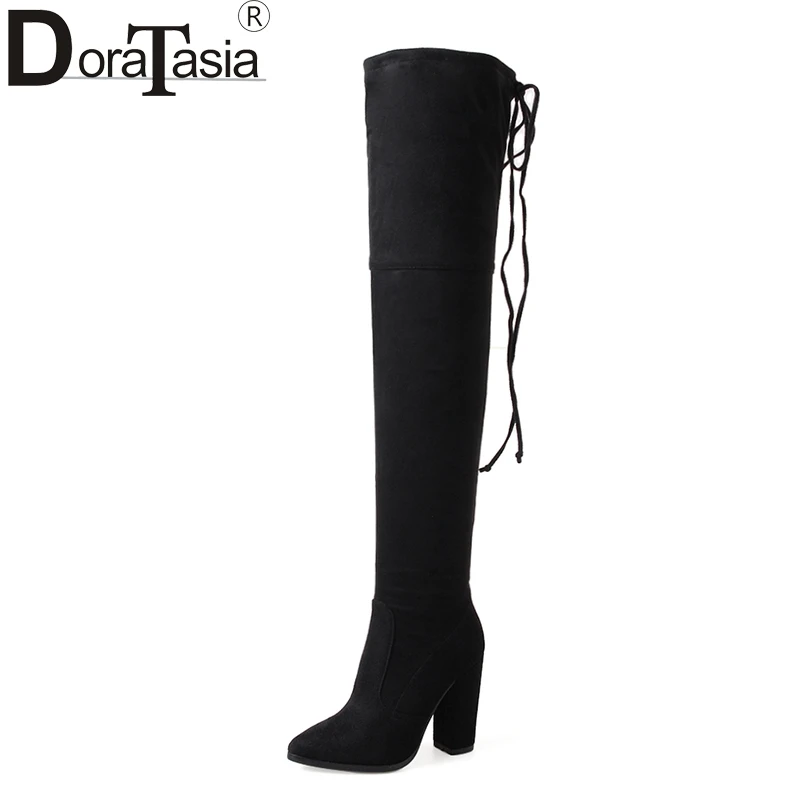 

DoraTasia New Arrivals Large Sizes 33-43 2018 Sexy High Heels over-the-knee Boots Women Shoes Woman Black Party Boots