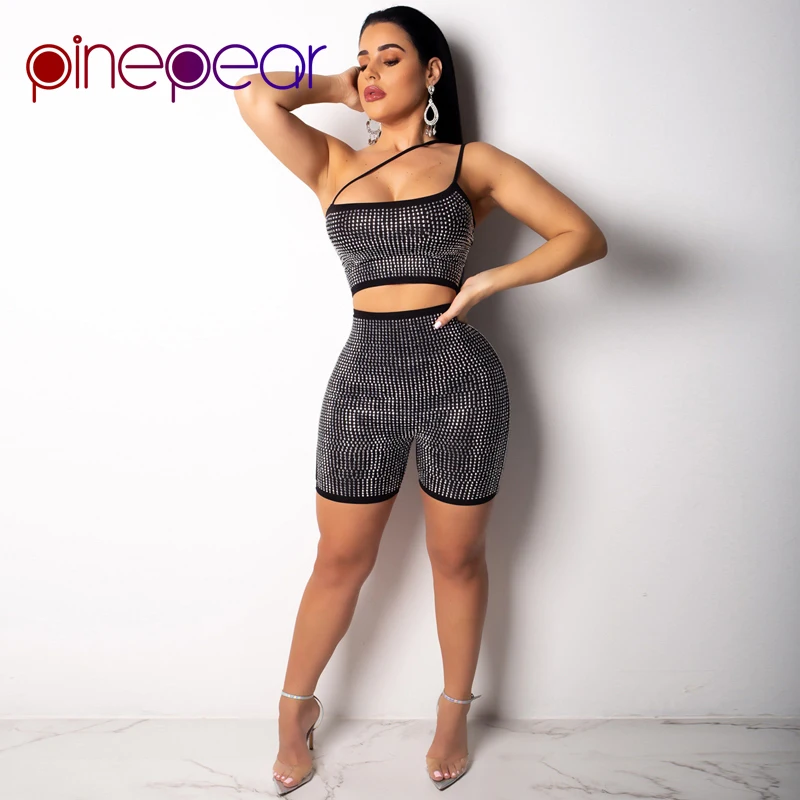 PinePear Glitter Sequin Playsuit 2019 Summer Hollow Out