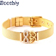 Boosbiy стиль золотой браслет из нержавеющей стали с сердечком к сердцу шармы брендовый браслет для женщин модные ювелирные изделия подарок