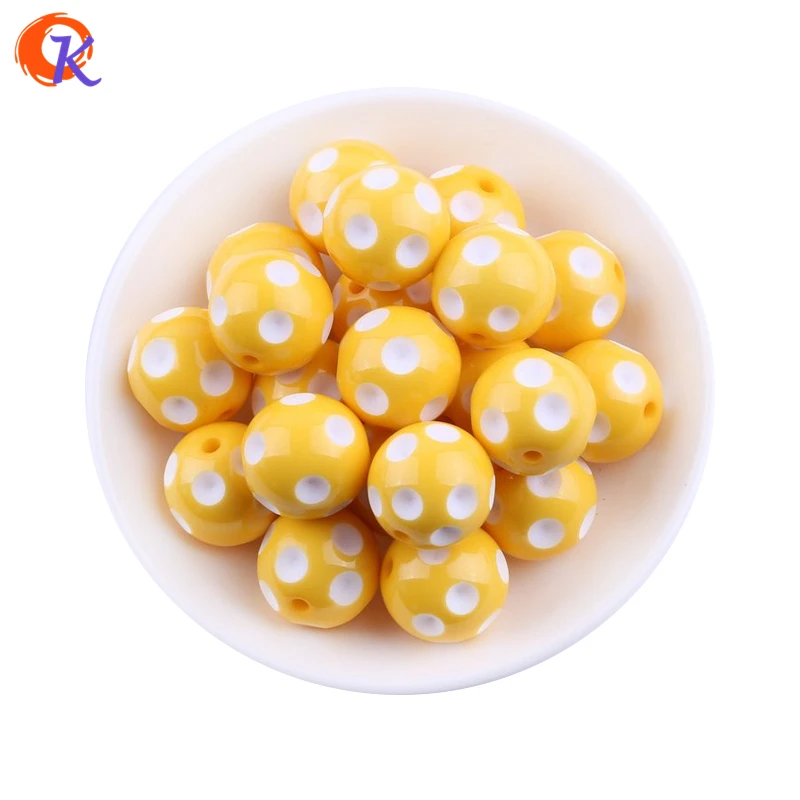 

Cordial Design 100PCS/Lot Yellow 20MM Resin Polka Dot Beads Resin Round Chunky Beads For Chunky Necklace Jewelry CDWB-517537