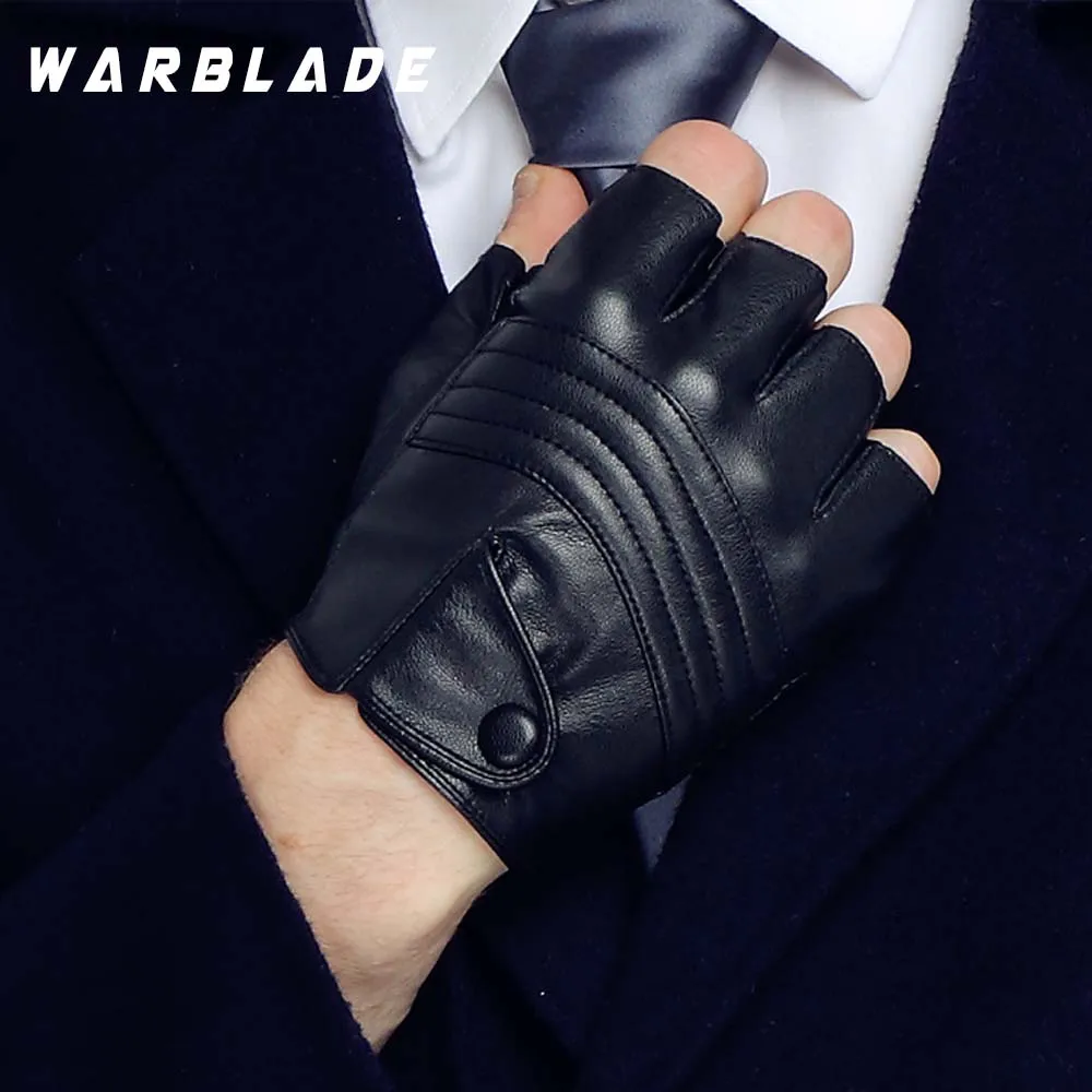 WarBLade новые стильные мужские кожаные перчатки для вождения, Перчатки для фитнеса, тактические перчатки с полупальцами, черные Guantes Luva R223