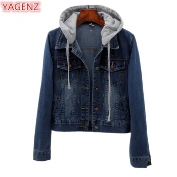 

YAGENZ Jeans Jacket Women Spring Autumn Coat Women Ladies Harajuku Denim Jacket Fashion Ladies Jackets Short Coat Top Femme 1039