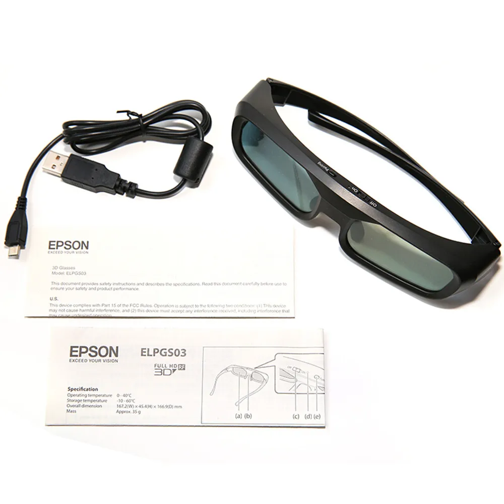 ELPGS03 bluetooth затвора Активные 3D очки для Epson домашнего кино 3D Проекторы