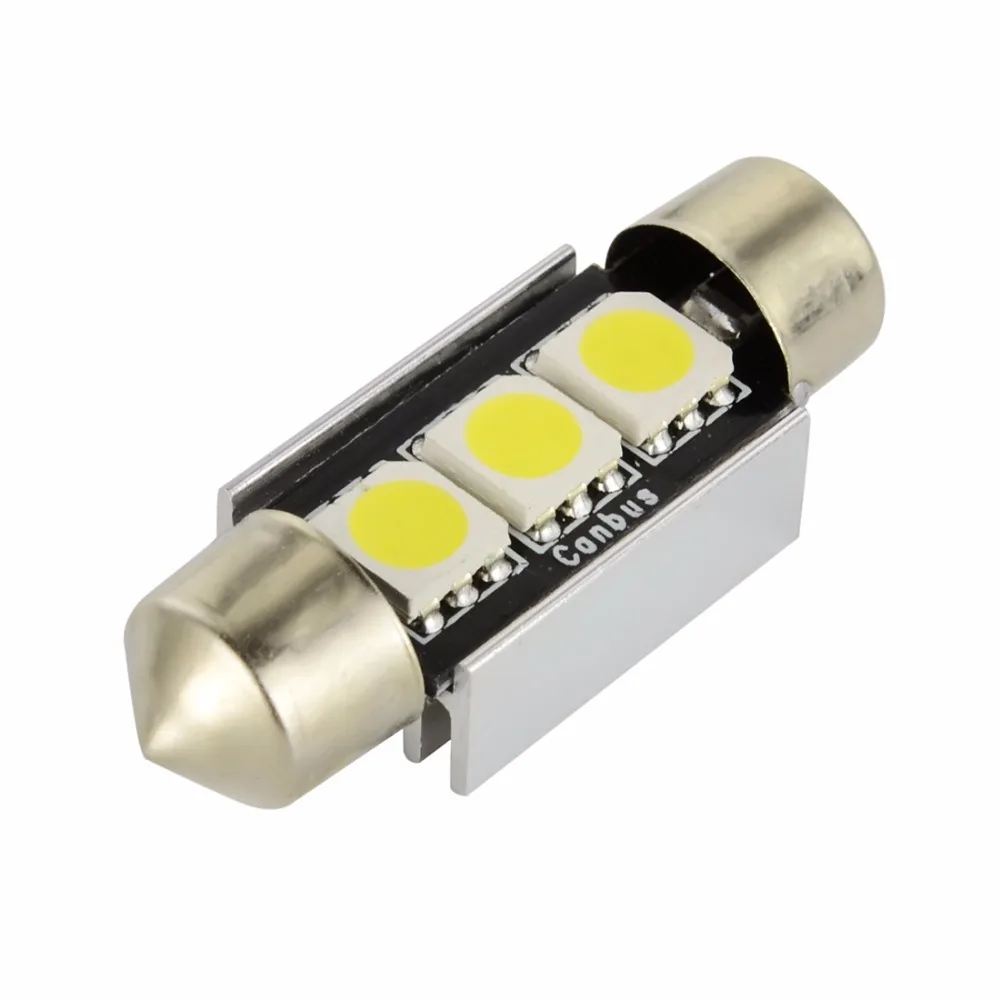100X гирлянда 36 мм 39 42 3 SMD 5050 Canbus 12 В без ошибок автомобильная лампа купольная C5W