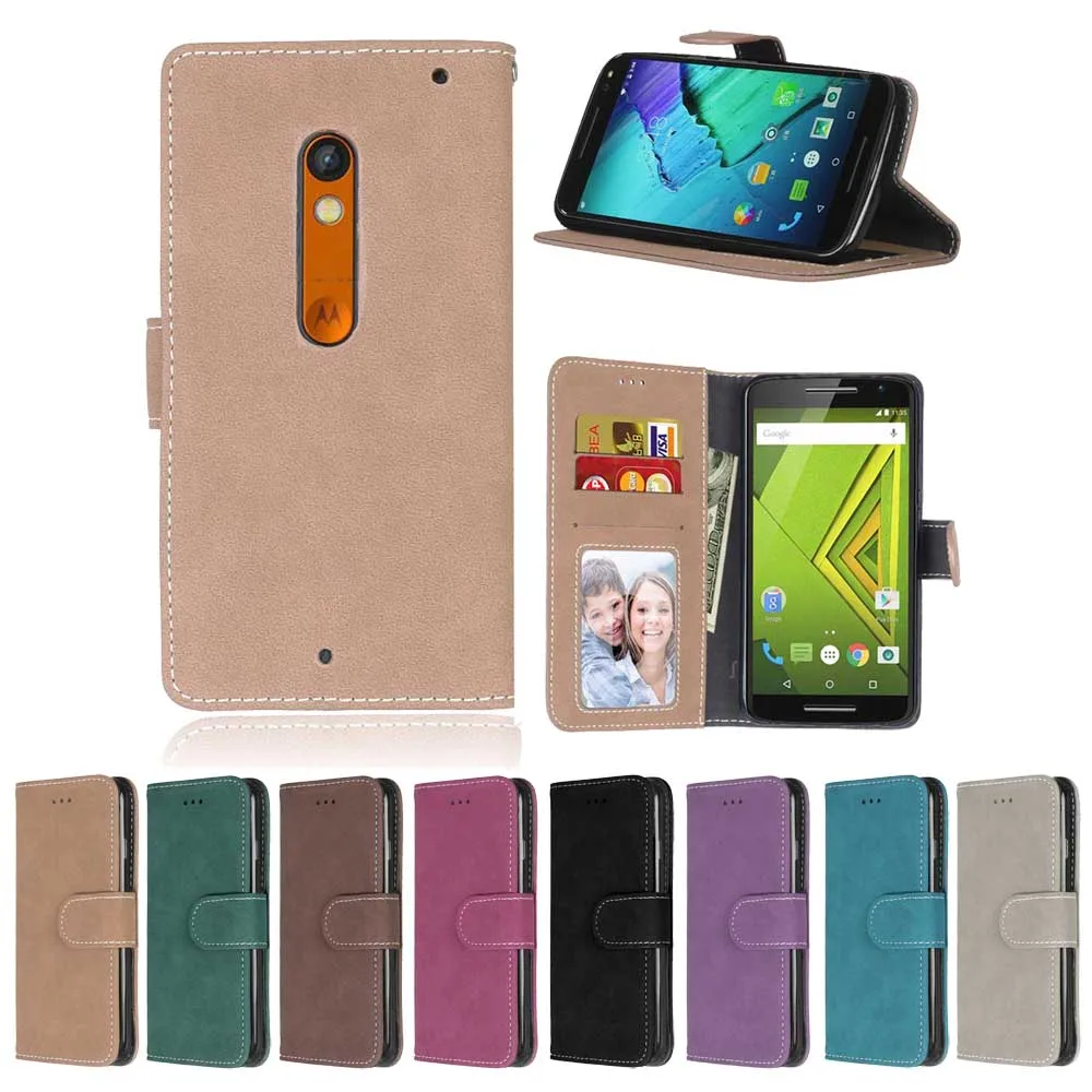 

Retro Matte Leather Case For Motorola Moto X Play XT1562 Cover Filp Stand Classical Wallet Photo frame Card slot Cell Phone Bags