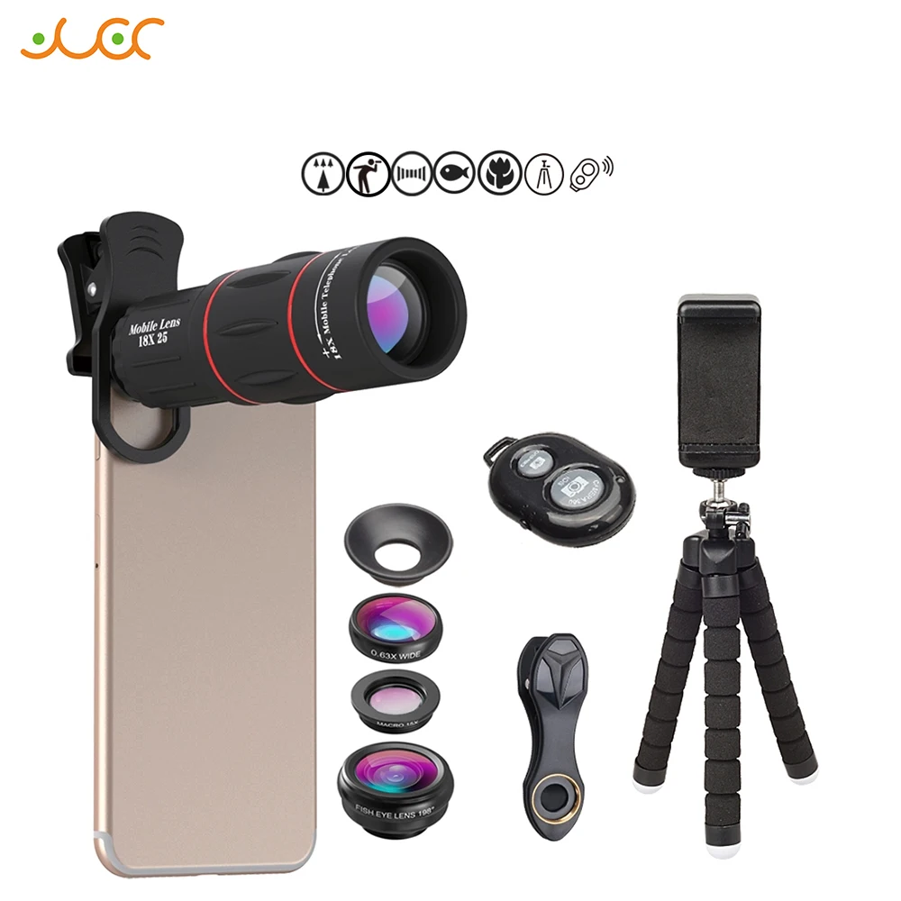 APEXEL Phone Lens Kit Fisheye Wide Angle macro 18X