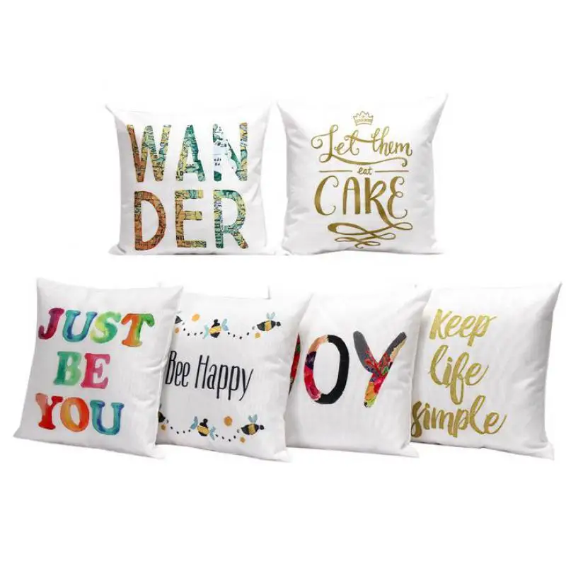 Free Shipping Custom Colorful Text Decorative Cotton Linen Throw Pillow