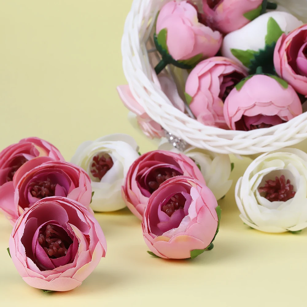 10 шт., 5 см, цветные шелковые искусственные цветы для украшения свадеб, декоративный венок, искусственные цветы