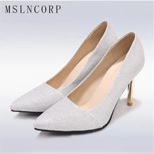 plus size 34-48 New Thin High Heels Women Pumps Woman Sexy Fashion Dress Pointed Toe Ladies Stiletto slip on party wedding Shoes ladies suede size 33 4 34 2017 gray medium wine red slip on cute pumps thin high heels bow pointed toe kitten china new chinese