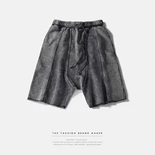 Винтажные эластичные мужские шорты с поперечным шаговым швом, хлопковые хип-хоп Уличная Толстовка