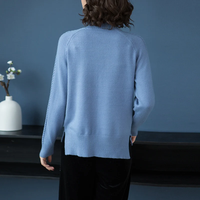 Blue Short Knit Winter Fall Turtleneck Light Pullovers Blue Loose Sweater Bottoming Slit Brand rose Red caramel Women Solid New Color royal Colour w8fxwdqZ