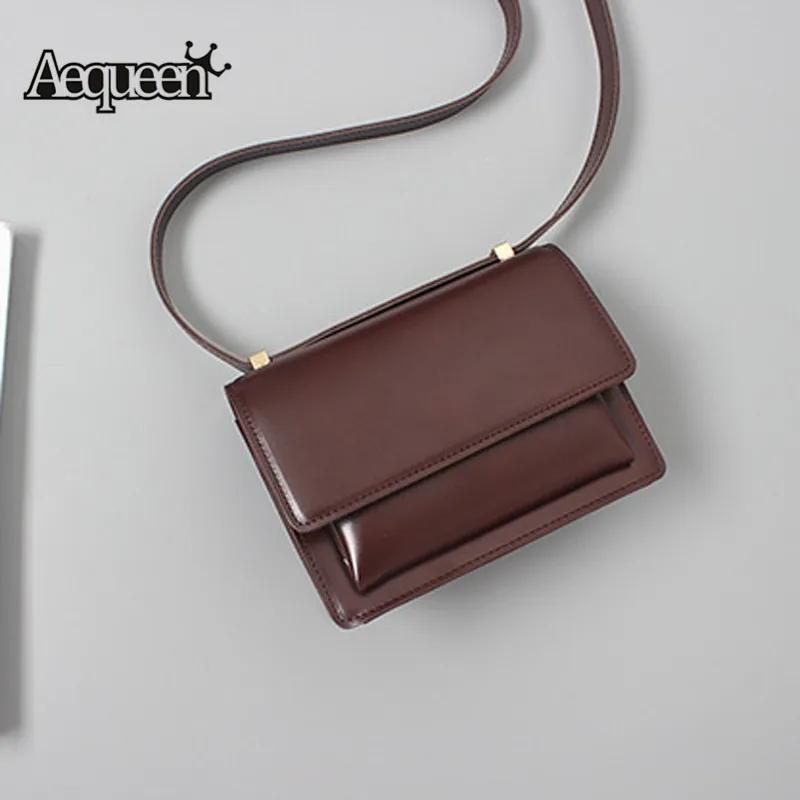 

AEQUEEN Vintage Messenger Bag For Women Crossbody Bags Simple Retro Ladies Small Flap Bag Bolsa Feminina Black Brown Coffee