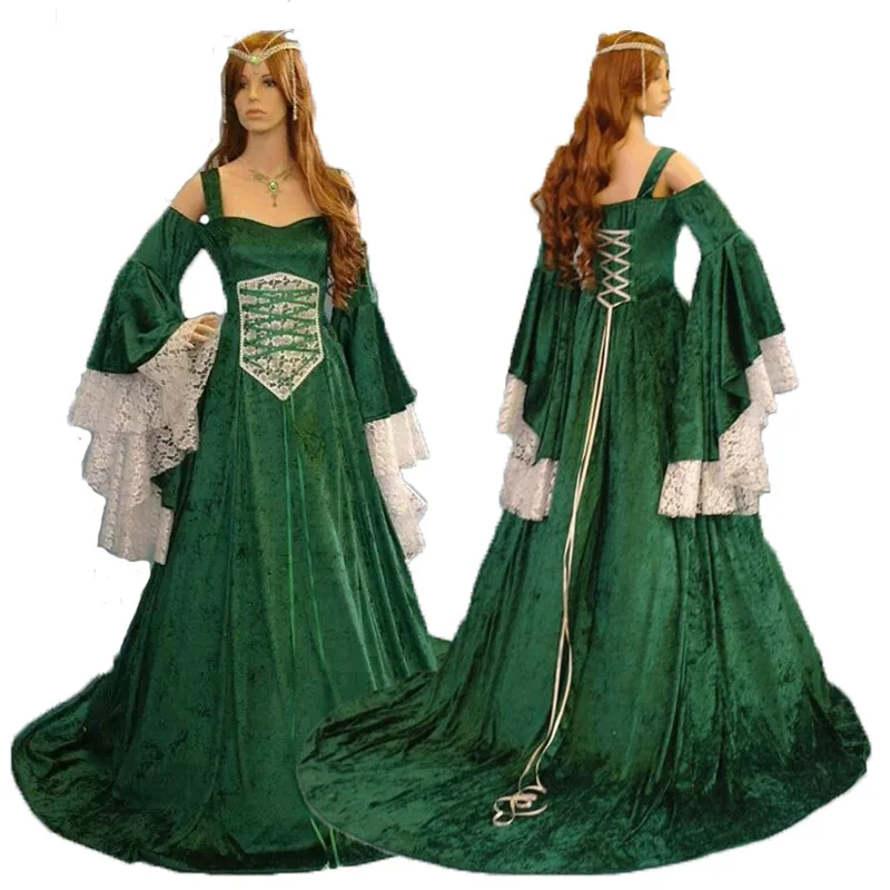 

New Hot Renaissance Medieval Costume Adult Fitted Bodice and dress Halloween Carnival Cosplay Costumes for Women S-XXXXXL 5xl