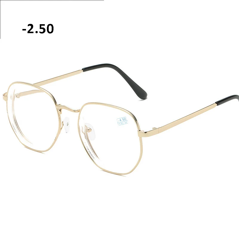Готовые Очки для близорукости-1,00~-6,00 дальнозоркие близорукие маленькие квадратные очки для мужчин и женщин полигон - Цвет оправы: gold-2.50