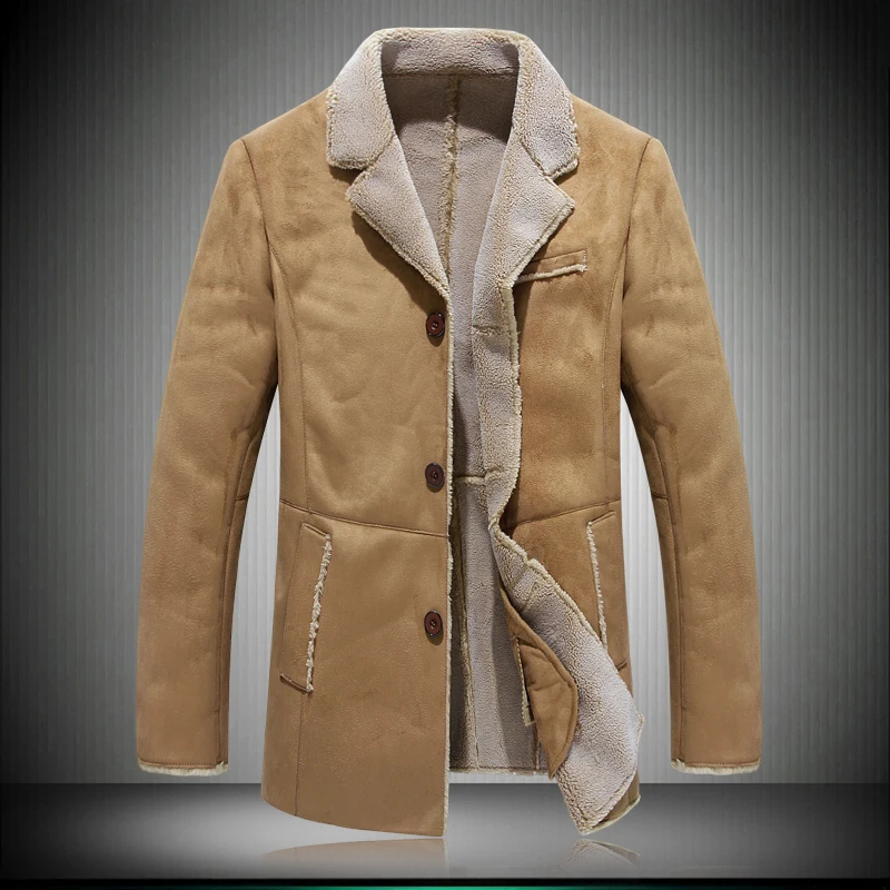 Buy NEW Winter Leather Jackets For Men khaki Reverse