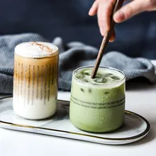 Nordic стиль Письмо шаблон стеклянная чашка Термостойкие чашки ins холодный напиток чашка кружка для холодного кофе сок молоко чашка LW1228402