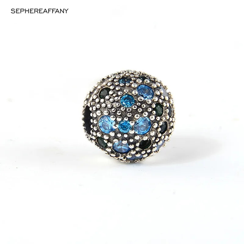 

925 Sterling Silver Clip Charm Beads Summer Cosmic Stars, Multi-Colored Crystals & Teal CZ Bead Fit Pandora Bracelet DIY Making