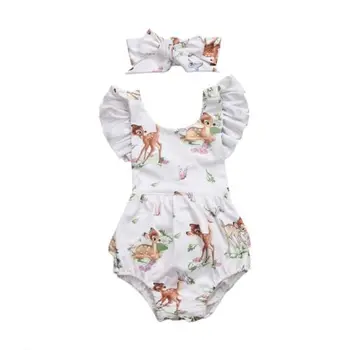 

Fashion 2018 Newborn Toddler Infant Baby Girls Deer Ruffles Romper Jumpsuit Clothes Outfits