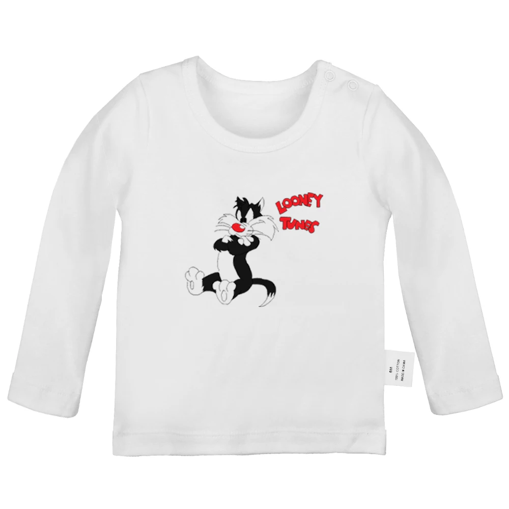 Забавная мультяшная птичка Твити с изображением кота Сильвестра Looney ttes, футболки для новорожденных, одноцветные футболки с длинными рукавами для малышей - Цвет: JaBabyYW1342C