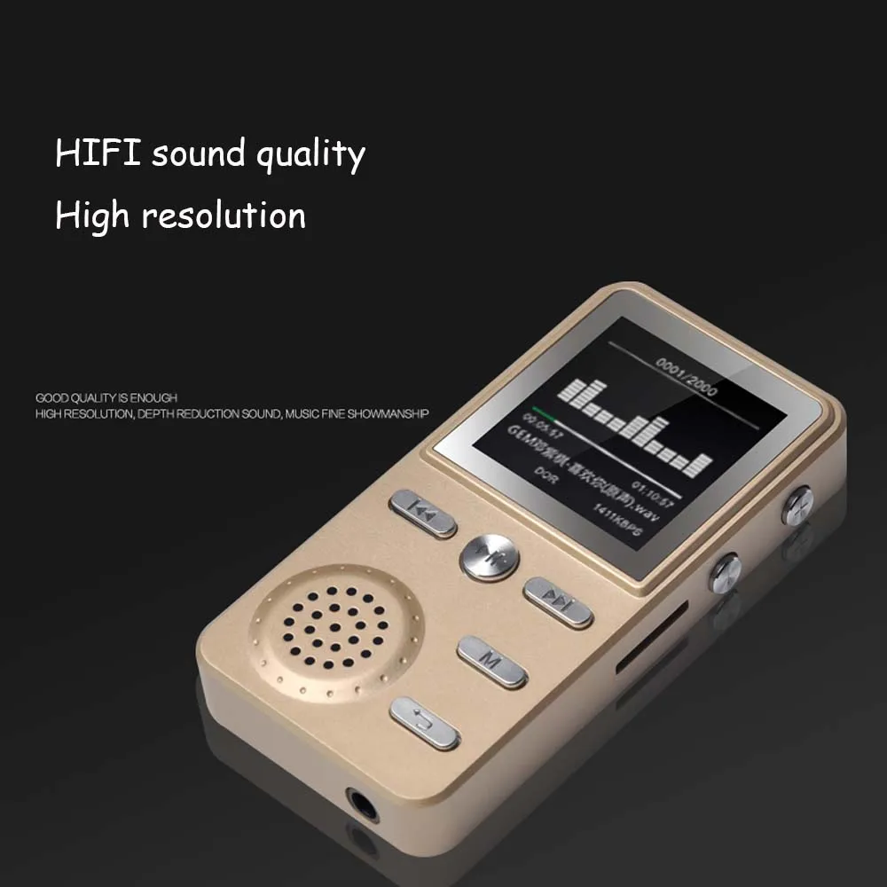 JINSERTA Metal 8GB MP3 Player Lossless HIFI MP3 Sport Music Multifunction FM Clock Recorder Loudly Stereo Players with USB Cable