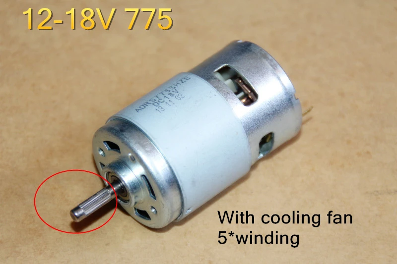 GOOD! 12 18V Ball bearing 775 DC motor Big torque,With cooling fan,5