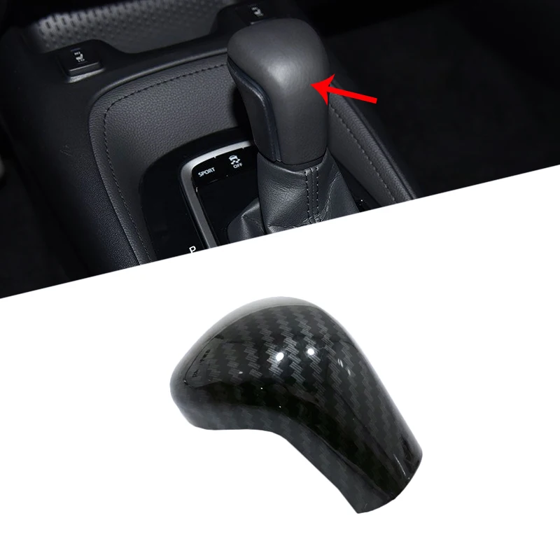 

For Toyota Corolla Hatchback 2019 1PC ABS Car Gear Shift Knob Sticker Panel Frame Head Cover Trim Car Styling Carbon Fiber Style