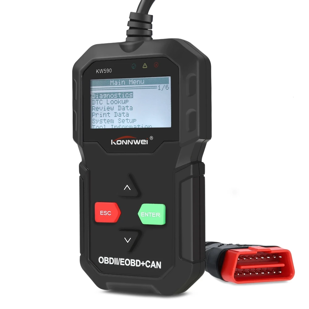 KONNWEI KW590 OBDII/EOBD 12 В может автоматически код сканер Поддержка компьютера Системы протокол