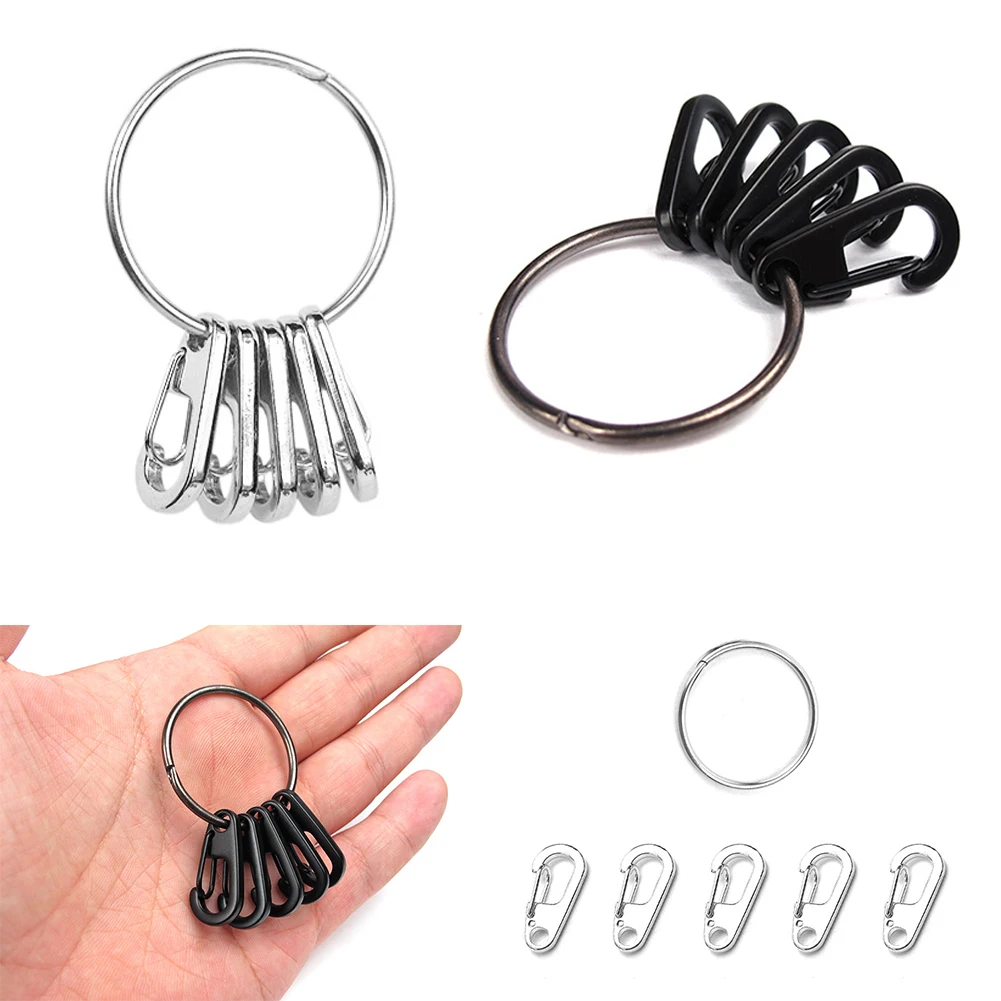 

6pcs/set Alloy Carabiner Bottle Hook Keychain Buckle Hanging Padlock Release Keyring Camping Hiking tents Spring Snap Hook #04