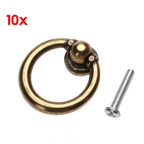 

LHLL-10x Retro Furniture Hardware Drawer Drop Ring Pull Knob--Bronze Tone