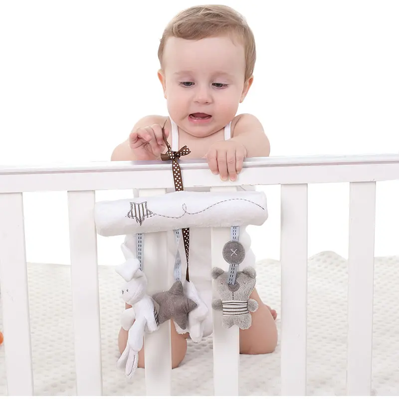 Baby Rabbit Rattles Music Toy Bed Stroller Hanging Plush Doll Safety