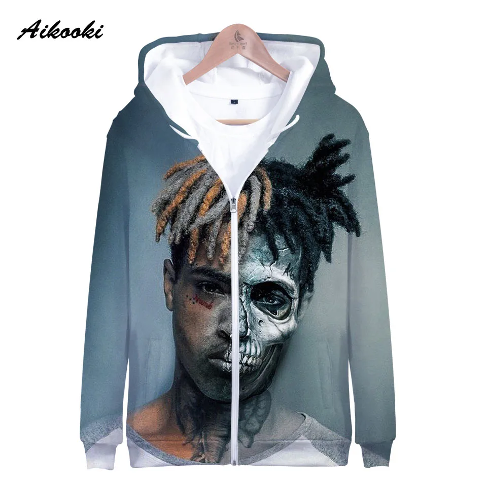 Aikooki 3D Рэппер XXXTentacion толстовки на молнии для мужчин/женщин с капюшоном