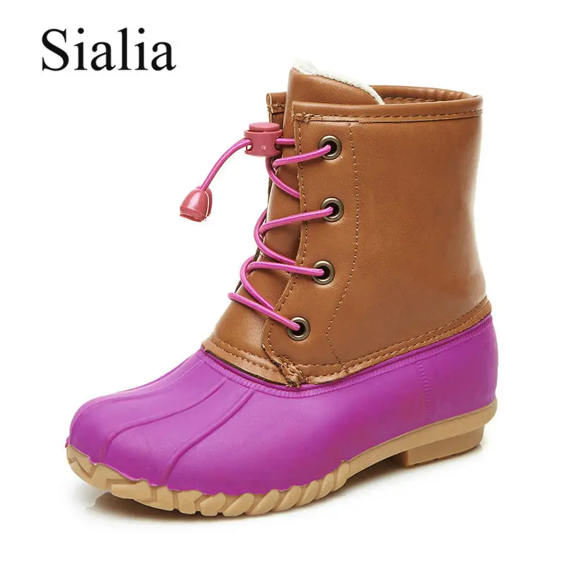 

Sialia Girls Boots For Kids Winter Shoes Children Boots Platform Elastic Band Mid-Calf Warm Watierproof Outdoor School boats