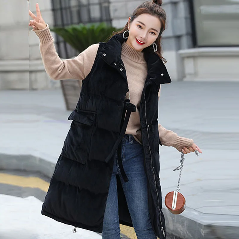 Autumn Winter Vest Women Waistcoat 2018 Female Sleeveless Jacket Warm Long Vest colete feminino Plus Size Down Cotton Coat