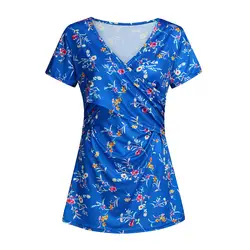 Одежда для беременных женщин короткий рукав кормящих цветочный принт Топы Блузка для кормления грудью рубашка Одежда для беременных Ropa