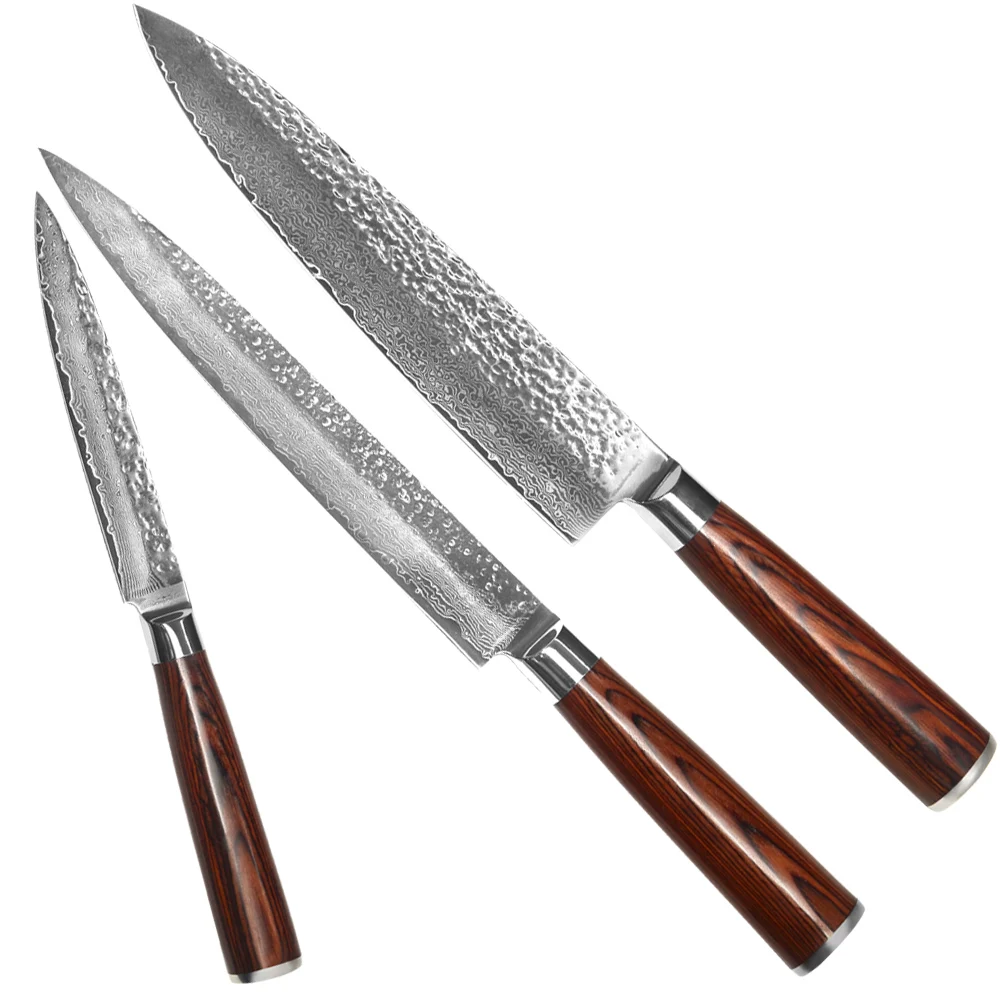 High End Damascus Knives 5 Inch Utility 8 Inch Chef Slicing Kitchen