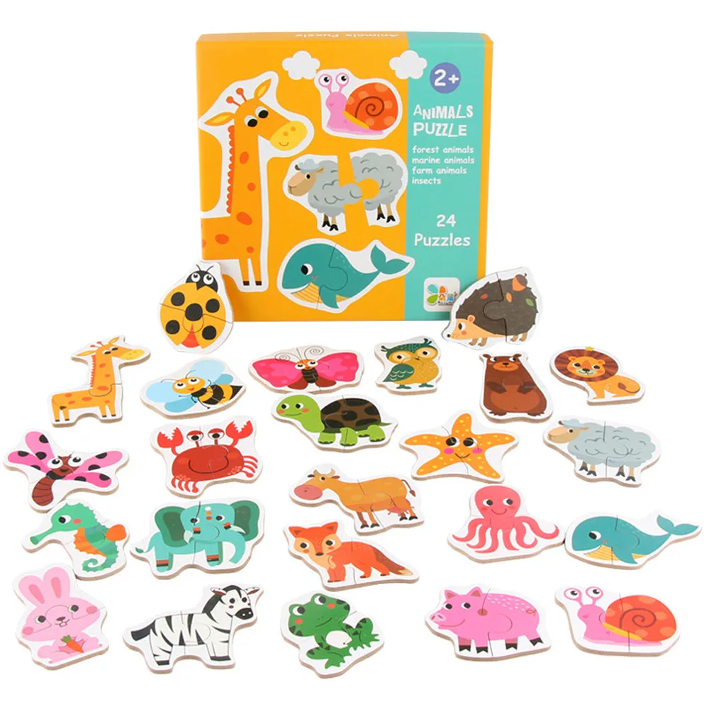 Детские игрушки Монтессори Деревянные головоломки ручной захват доска Танграм головоломки обучающая игрушка познание животных головоломки Детский подарок