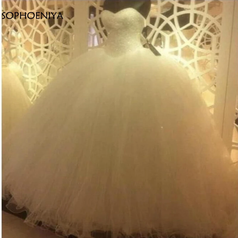 

New Arrival Custom made Ball gown wedding dresses 2019 bride dress Full Hand beading Luxury wedding dress Vestido de noiva