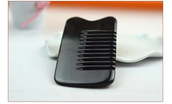 

comb Personal care tools Hairdress apparatus Black water buffalo horn broad tooth manual 6 teeth massage plate